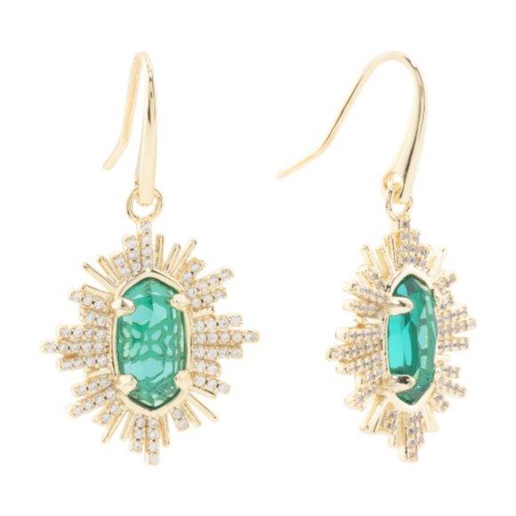 Kendra Scott Jewelry - Kendra Scott Grayson Sunburst Drop Earrings in Green Glass